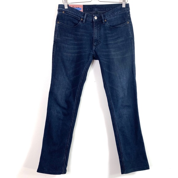 Acne Studious Bla Konst Floragatan 13 Slim Straight Fit Jeans Max Blue Black - Picture 2 of 9